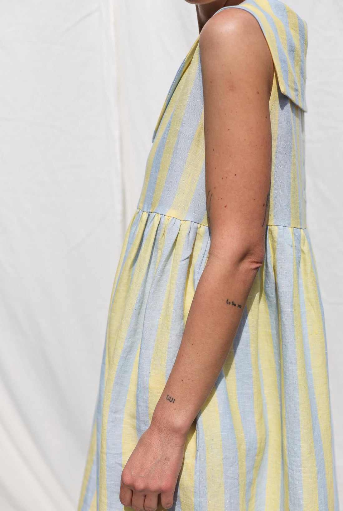 Sailor Collar Sleeveless Linen Dress BETTY / OFFON Clothing