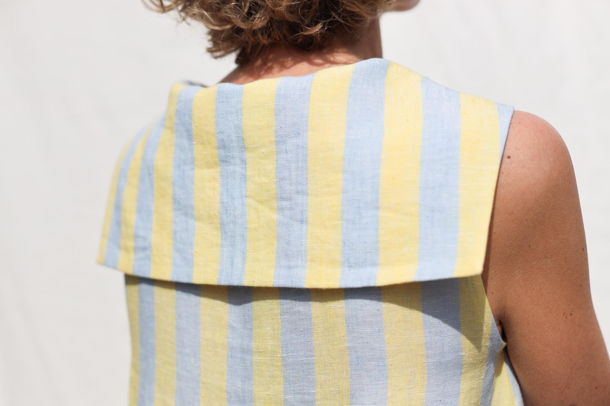 Sailor Collar Sleeveless Linen Dress BETTY / OFFON Clothing