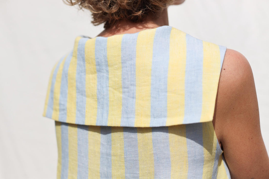 Sailor Collar Sleeveless Linen Dress BETTY / OFFON Clothing